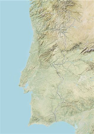 simsearch:872-06054772,k - Portugal, Relief Map With Border Foto de stock - Con derechos protegidos, Código: 872-06054678