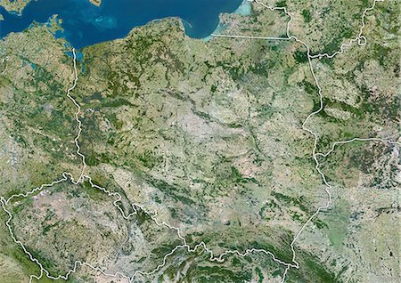 Poland, True Colour Satellite Image With Border Stock Photo - Rights-Managed, Code: 872-06054673