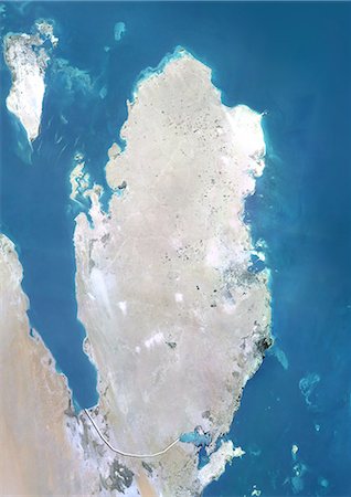 simsearch:872-06055682,k - Qatar, True Colour Satellite Image With Border Stock Photo - Rights-Managed, Code: 872-06054686