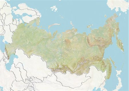 Russia, Relief Map With Border and Mask Foto de stock - Con derechos protegidos, Código: 872-06054697