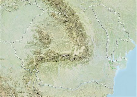 Romania, Relief Map With Border Stock Photo - Rights-Managed, Code: 872-06054692