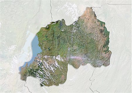 simsearch:872-06054702,k - Rwanda, Image Satellite avec effet de relief, avec bordure et masque Photographie de stock - Rights-Managed, Code: 872-06054703