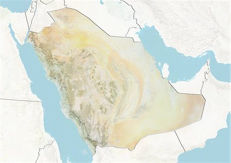 simsearch:872-06053521,k - Saudi Arabia, Relief Map with Border and Mask Foto de stock - Con derechos protegidos, Código: 872-06054719