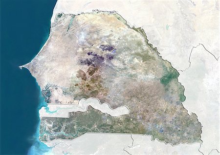 sénégal - Senegal, True Colour Satellite Image With Border and Mask Foto de stock - Con derechos protegidos, Código: 872-06054725