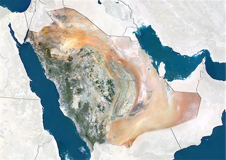 simsearch:872-06053276,k - Saudi Arabia, True Colour Satellite Image With Border and Mask Foto de stock - Con derechos protegidos, Código: 872-06054721