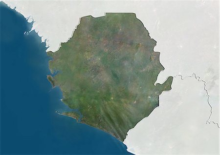 simsearch:872-06160361,k - Sierra Leone, True Colour Satellite Image With Border and Mask Foto de stock - Con derechos protegidos, Código: 872-06054737