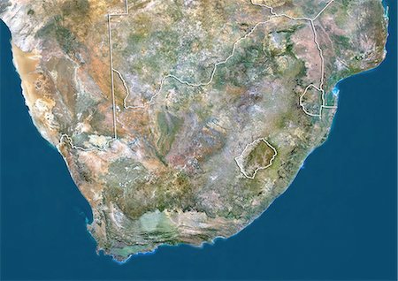 South Africa, True Colour Satellite Image With Border Foto de stock - Con derechos protegidos, Código: 872-06054760