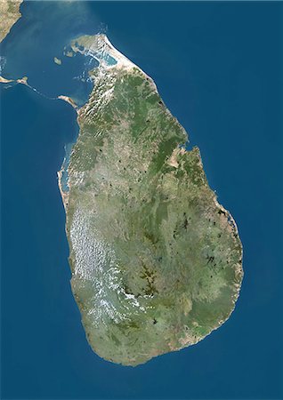 sri lanka map with ocean satellite view - Sri Lanka, True Colour Satellite Image Stock Photo - Rights-Managed, Code: 872-06054775