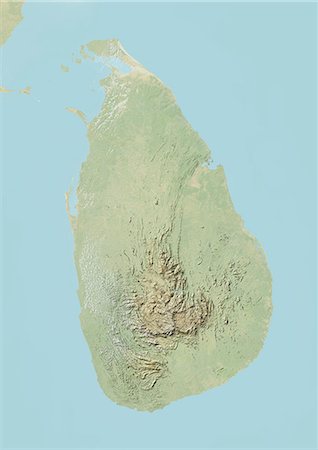 sri lanka map with ocean satellite view - Sri Lanka, Relief Map Stock Photo - Rights-Managed, Code: 872-06054773