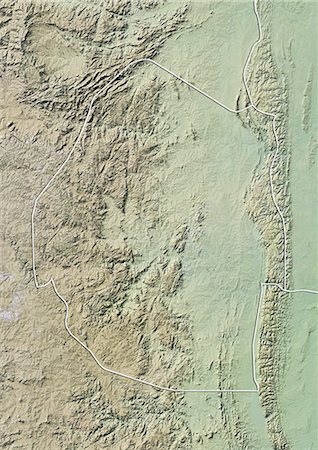 simsearch:872-06160398,k - Swaziland, Relief Map with Border Stock Photo - Rights-Managed, Code: 872-06054787