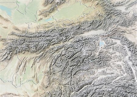 simsearch:872-06160332,k - Tajikistan, Relief Map with Border Stock Photo - Rights-Managed, Code: 872-06054807
