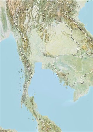 phuket - Thailand, Relief Map with Border Foto de stock - Con derechos protegidos, Código: 872-06054820