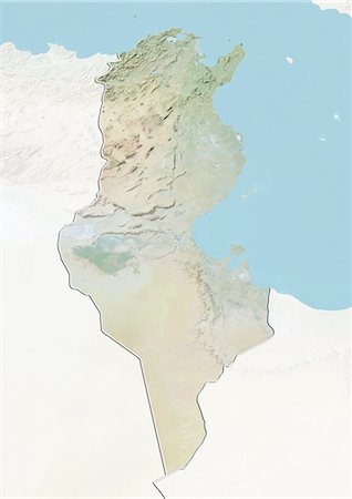 simsearch:872-06054562,k - Tunisia, Relief Map with Border and Mask Stock Photo - Rights-Managed, Code: 872-06054834