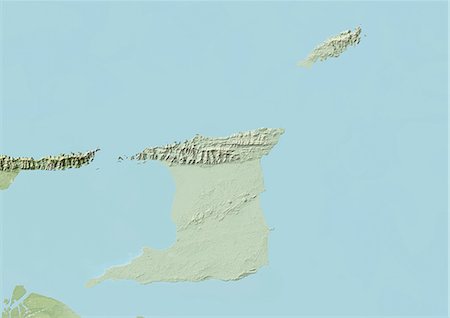 simsearch:872-06054113,k - Trinidad and Tobago, Relief Map with Border Stock Photo - Rights-Managed, Code: 872-06054831