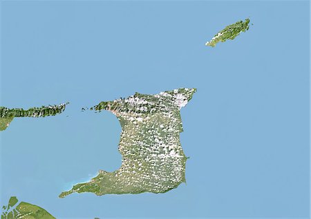 simsearch:872-06054278,k - Trinidad et Tobago, Image Satellite avec effet de relief, avec bordure Photographie de stock - Rights-Managed, Code: 872-06054832