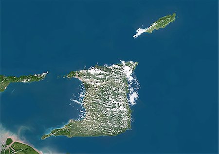 simsearch:872-08689438,k - Trinidad and Tobago, True Colour Satellite Image With Border Stock Photo - Rights-Managed, Code: 872-06054833