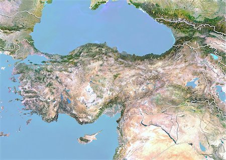 simsearch:872-06054505,k - Turquie, Image Satellite avec effet de relief, avec bordure Photographie de stock - Rights-Managed, Code: 872-06054841