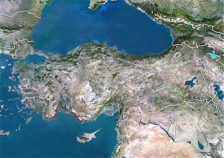 simsearch:872-08082791,k - Turkey, True Colour Satellite Image With Border Foto de stock - Con derechos protegidos, Código: 872-06054843