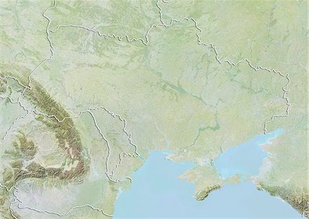 simsearch:872-06054397,k - Ukraine, Relief Map with Border Foto de stock - Con derechos protegidos, Código: 872-06054853