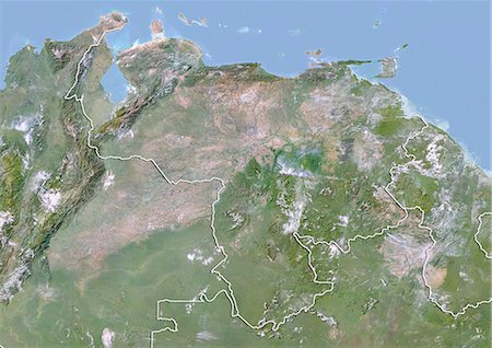 simsearch:872-06054109,k - Venezuela, Image Satellite avec effet de relief, avec bordure Photographie de stock - Rights-Managed, Code: 872-06054881