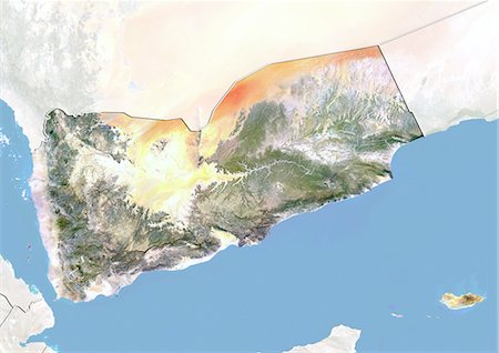 simsearch:872-06055676,k - Yémen, Image Satellite avec effet de relief, avec bordure et masque Photographie de stock - Rights-Managed, Code: 872-06054894