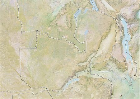 simsearch:872-06160398,k - Zambia, Relief Map with Border Foto de stock - Con derechos protegidos, Código: 872-06054899