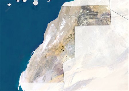 simsearch:872-06054520,k - Western Sahara, True Colour Satellite Image With Border and Mask Foto de stock - Con derechos protegidos, Código: 872-06054890