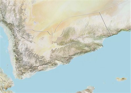 simsearch:872-06160933,k - Yemen, Relief Map with Border Stock Photo - Rights-Managed, Code: 872-06054893