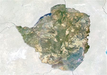 Zimbabwe, True Colour Satellite Image With Border and Mask Stock Photo - Rights-Managed, Code: 872-06054904