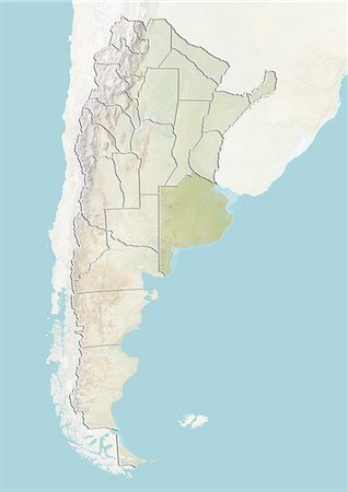 simsearch:872-06054918,k - L'Argentine et la Province de Buenos Aires, carte de Relief Photographie de stock - Rights-Managed, Code: 872-06054906