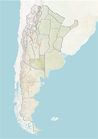 simsearch:872-06054918,k - L'Argentine et la Province de La Pampa, carte en Relief Photographie de stock - Rights-Managed, Code: 872-06054933