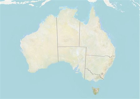 simsearch:872-06054649,k - Australia and the State of Tasmania, Relief Map Stock Photo - Rights-Managed, Code: 872-06054986