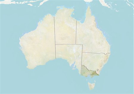 simsearch:872-06054656,k - Australia and the State of Victoria, Relief Map Foto de stock - Con derechos protegidos, Código: 872-06054988