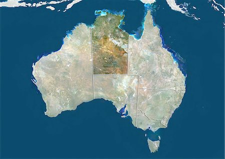 simsearch:872-06054978,k - Australia und Northern Territory, True Colour-Satellitenbild Stockbilder - Lizenzpflichtiges, Bildnummer: 872-06054981