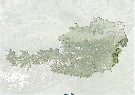 simsearch:872-06160417,k - Austria and the State of Burgenland, True Colour Satellite Image Fotografie stock - Rights-Managed, Codice: 872-06054996