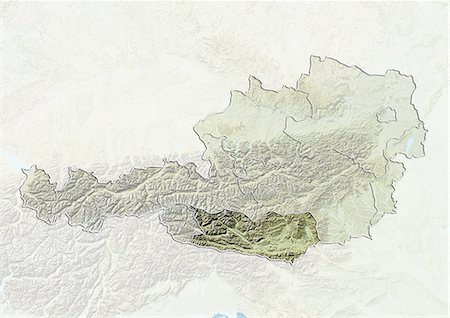 simsearch:872-06160417,k - Österreich und das Bundesland Kärnten, Reliefkarte Stockbilder - Lizenzpflichtiges, Bildnummer: 872-06054997