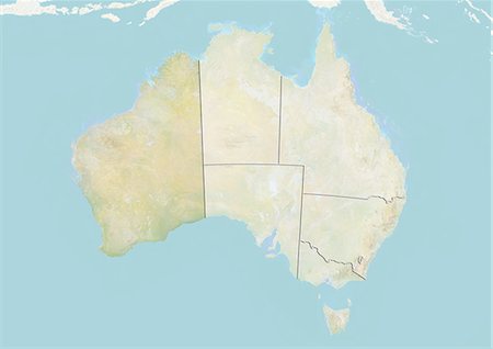 simsearch:872-06054656,k - Australia and the State of Western Australia, Relief Map Foto de stock - Con derechos protegidos, Código: 872-06054990
