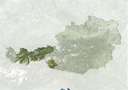 simsearch:872-06160417,k - Austria and the State of Tyrol, True Colour Satellite Image Fotografie stock - Rights-Managed, Codice: 872-06055011