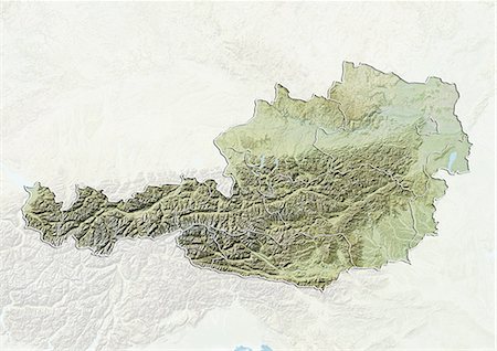 Austria, Relief Map With Boundaries of States Foto de stock - Con derechos protegidos, Código: 872-06055021