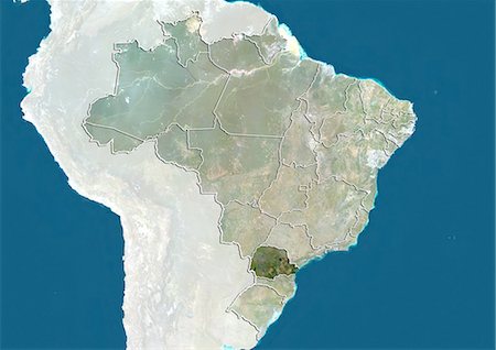 satellite view - Brazil and the State of Parana, True Colour Satellite Image Stock Photo - Rights-Managed, Code: 872-06055061