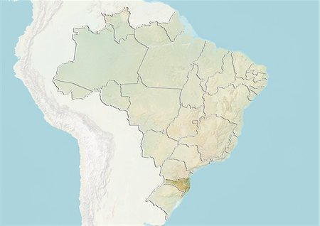 simsearch:872-06160472,k - Brasilien und Bundesstaat Santa Catarina, Reliefkarte Stockbilder - Lizenzpflichtiges, Bildnummer: 872-06055076