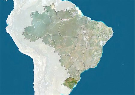 simsearch:872-06160497,k - Brazil and the State of Rio Grande do Sul, True Colour Satellite Image Stock Photo - Rights-Managed, Code: 872-06055071