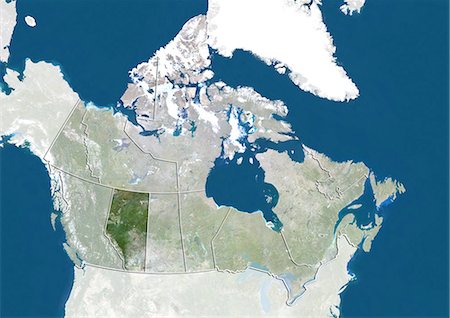 satellite images of rocky mountains canada - Canada and the Province of Alberta, True Colour Satellite Image Stock Photo - Rights-Managed, Code: 872-06055088