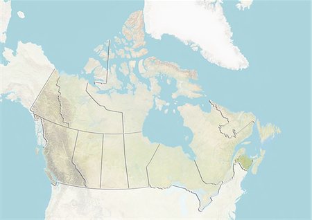 Canada and the Province of New Brunswick, Relief Map Foto de stock - Con derechos protegidos, Código: 872-06055095