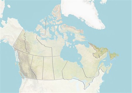 simsearch:872-06054656,k - Canada and the Province of Newfoundland and Labrador, Relief Map Foto de stock - Con derechos protegidos, Código: 872-06055098