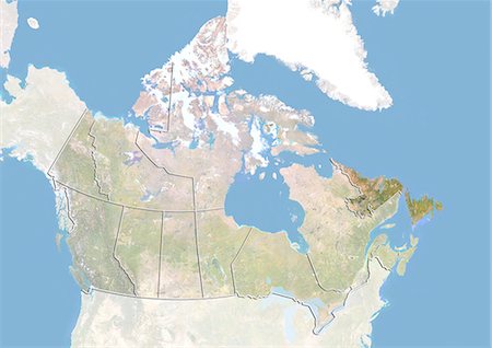 Canada and the Province of Newfoundland and Labrador, Satellite Image With Bump Effect Stock Photo - Rights-Managed, Code: 872-06055099