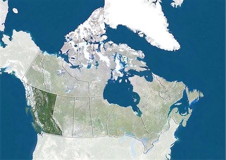 simsearch:872-06055119,k - Canada and the Province of British Columbia, True Colour Satellite Image Foto de stock - Con derechos protegidos, Código: 872-06055091