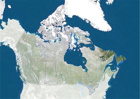 Canada and the Province of Newfoundland and Labrador, True Colour Satellite Image Stock Photo - Rights-Managed, Code: 872-06055100