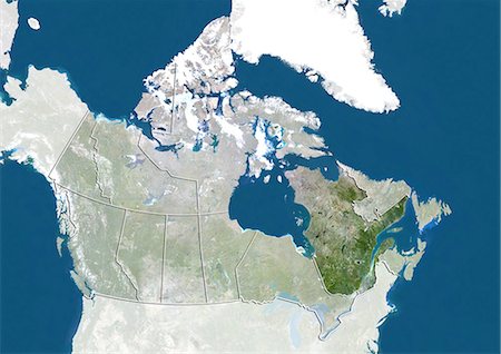 Canada and the Province of Quebec, True Colour Satellite Image Foto de stock - Con derechos protegidos, Código: 872-06055115