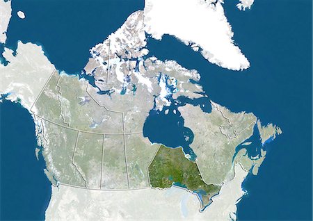 Canada et la Province d'Ontario, Image Satellite de la couleur vraie Photographie de stock - Rights-Managed, Code: 872-06055112